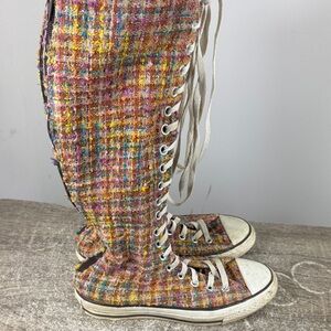 Converse knee high calf 20 eyelet tweed multi womens size 7 festival zip up tall
